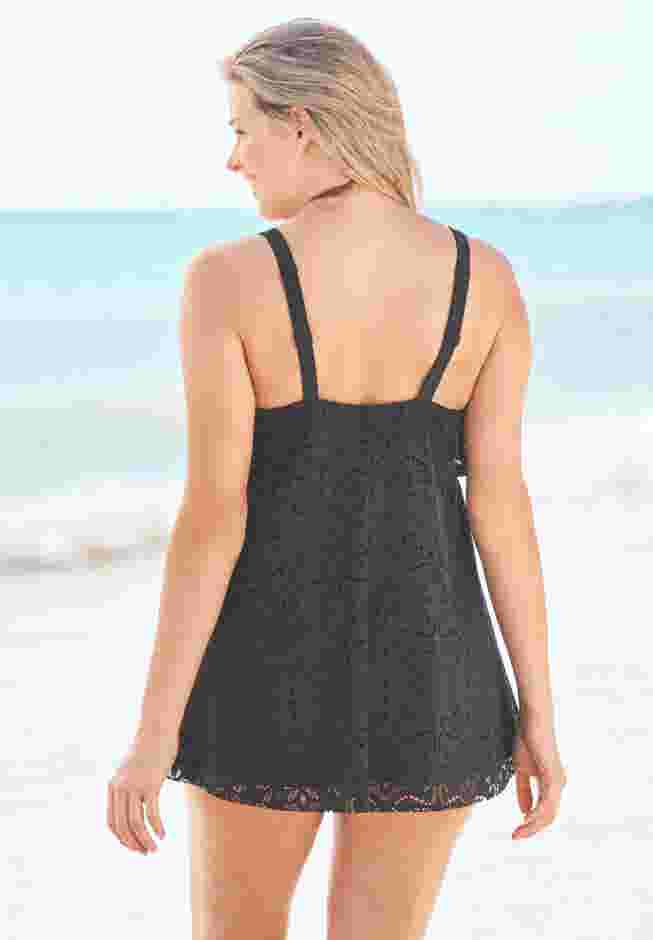 Tiered-Ruffle Crochet Swim Dress image number 1