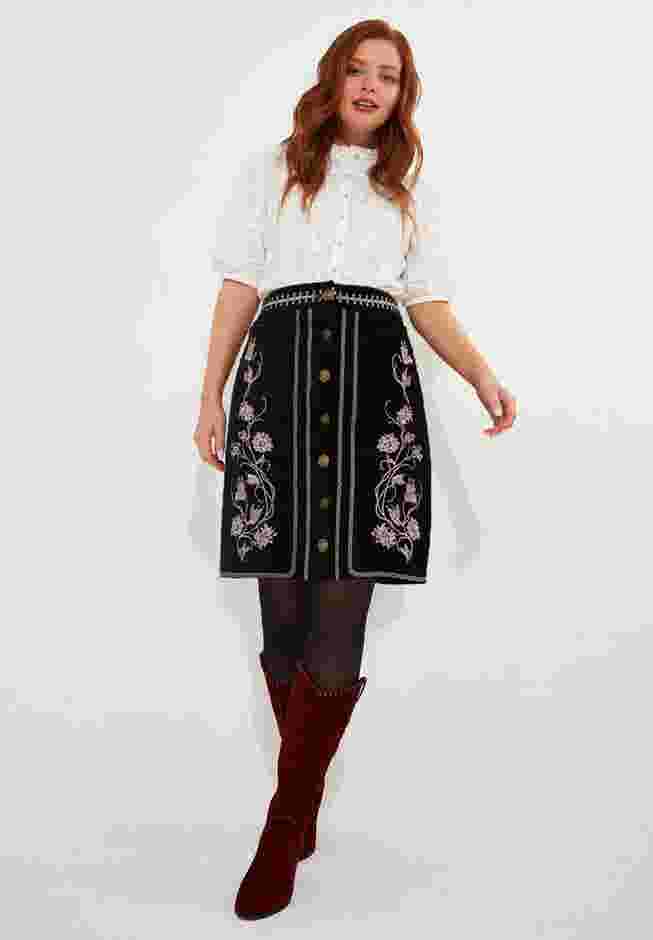 Embroidered Moleskin Skirt image number 0
