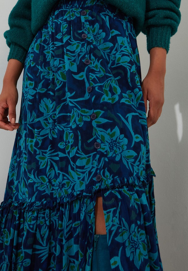 Crinkle Ruffle Maxi Skirt image number 3