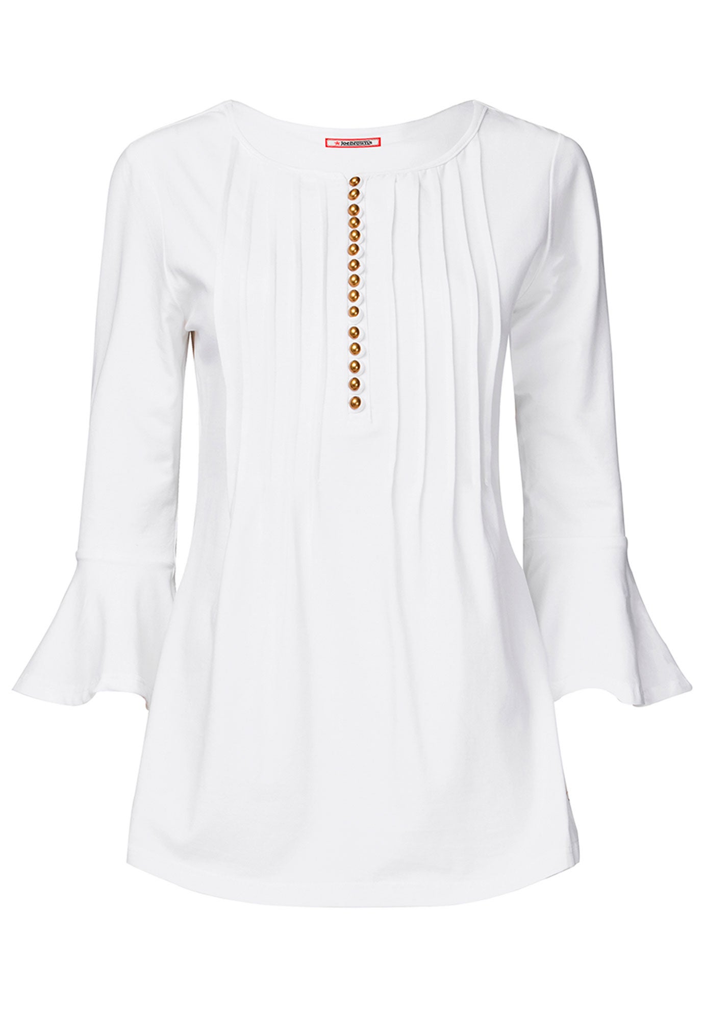 Stretch Cotton Bell Sleeve Henley image number 2