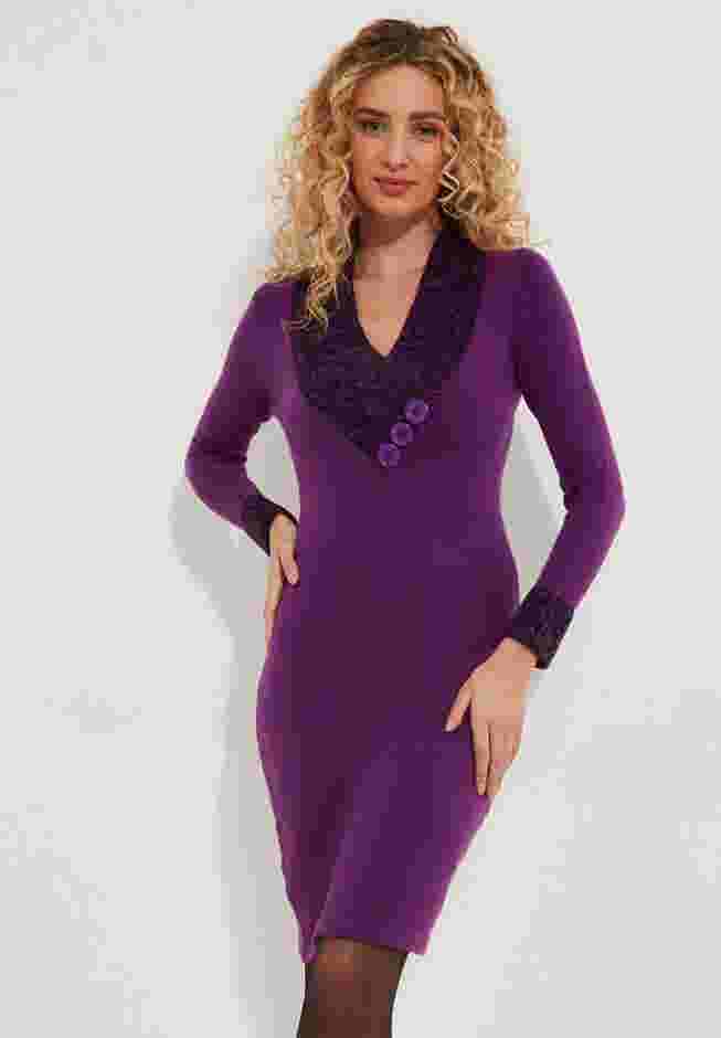 Cable V-Neck Sweater Dress image number 0