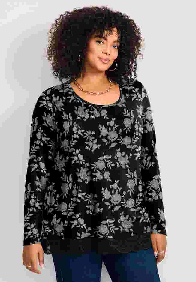 Lace Hem Crewneck Tunic image number 0
