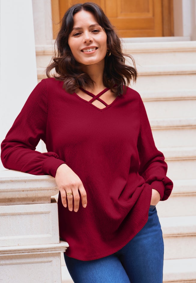 V-Neck Criss-Cross Top image number 1