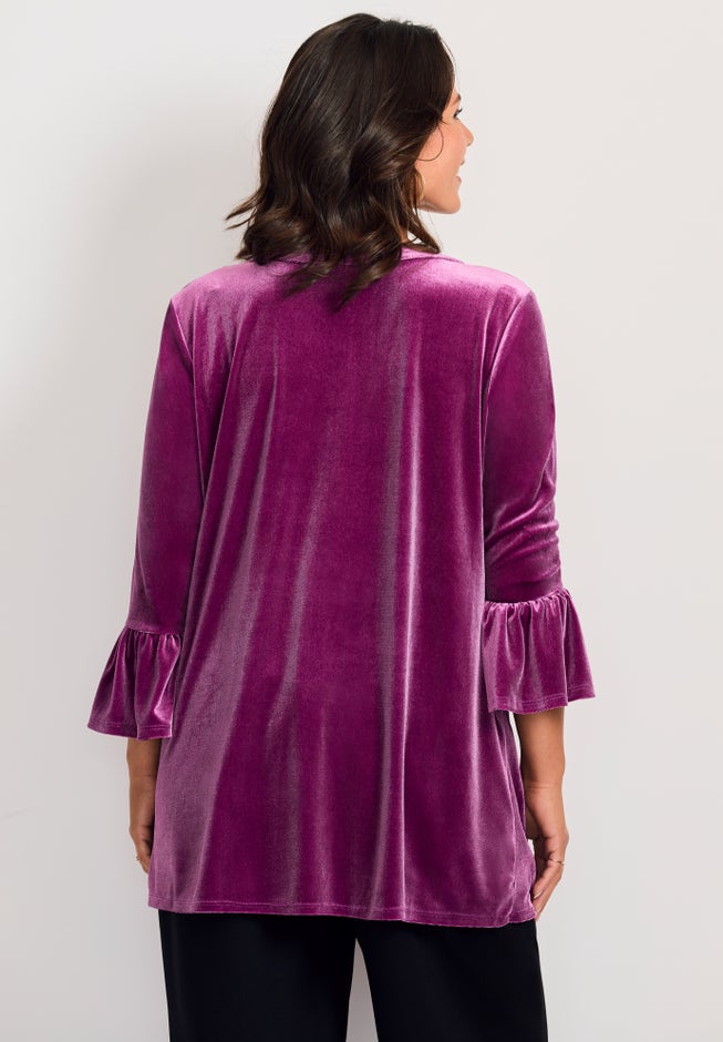 Split Neck Bell Sleeve Top image number 1