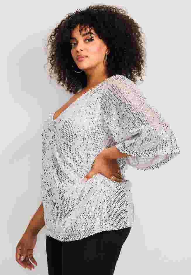 Faux Wrap Sequin Top image number 2