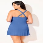 Lightweight Faux Wrap Petal-Hem Swimdress  image number null