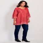 Bell Sleeve Keyhole Tie Blouse image number null