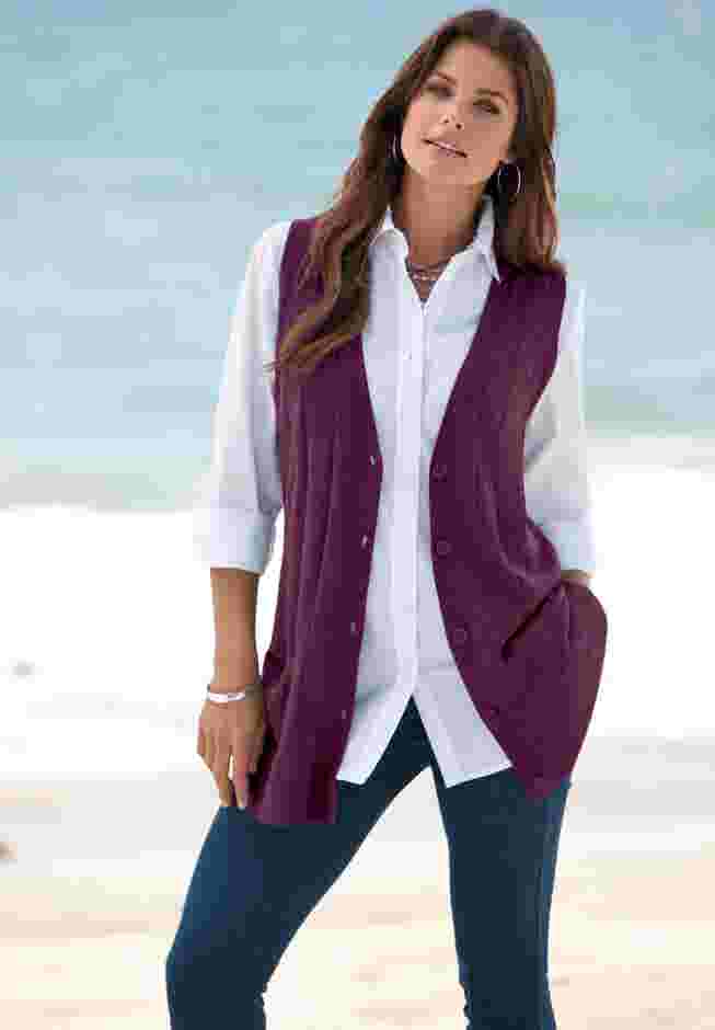 Fine Gauge Drop Needle Sweater Vest image number 1