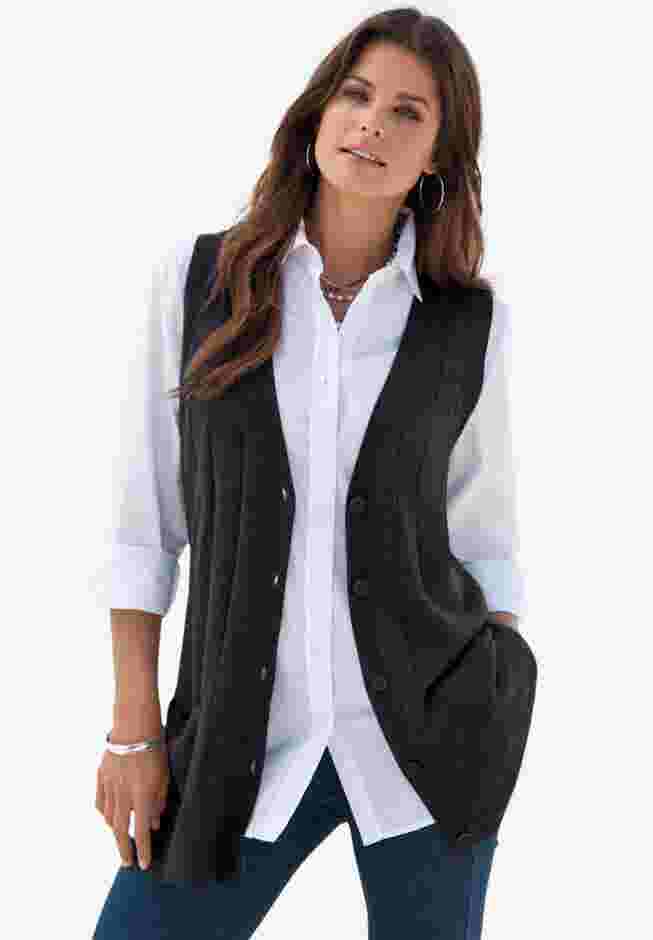 Fine Gauge Drop Needle Sweater Vest image number 0