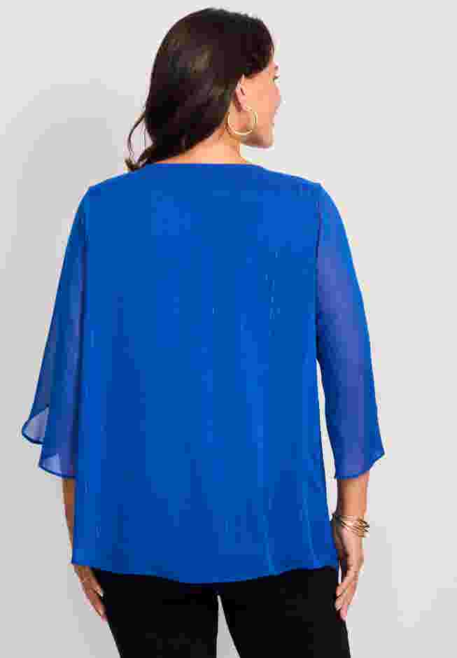 Lurex Stripe Tulip Sleeve Blouse image number 1