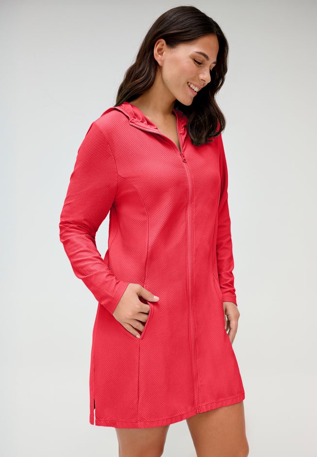 Chlorine Resistant Quick-Dry Hoodie Zip Front Cover Up image number 2