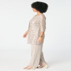 Plus-Size 3 Piece 3/4 Sleeve Foil Lace Duster Pant Set image number null