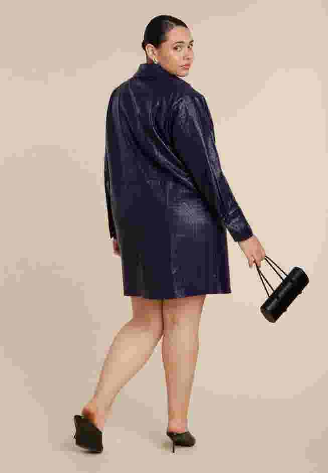 Woven Faux Leather Mini Shirt Dress image number 2