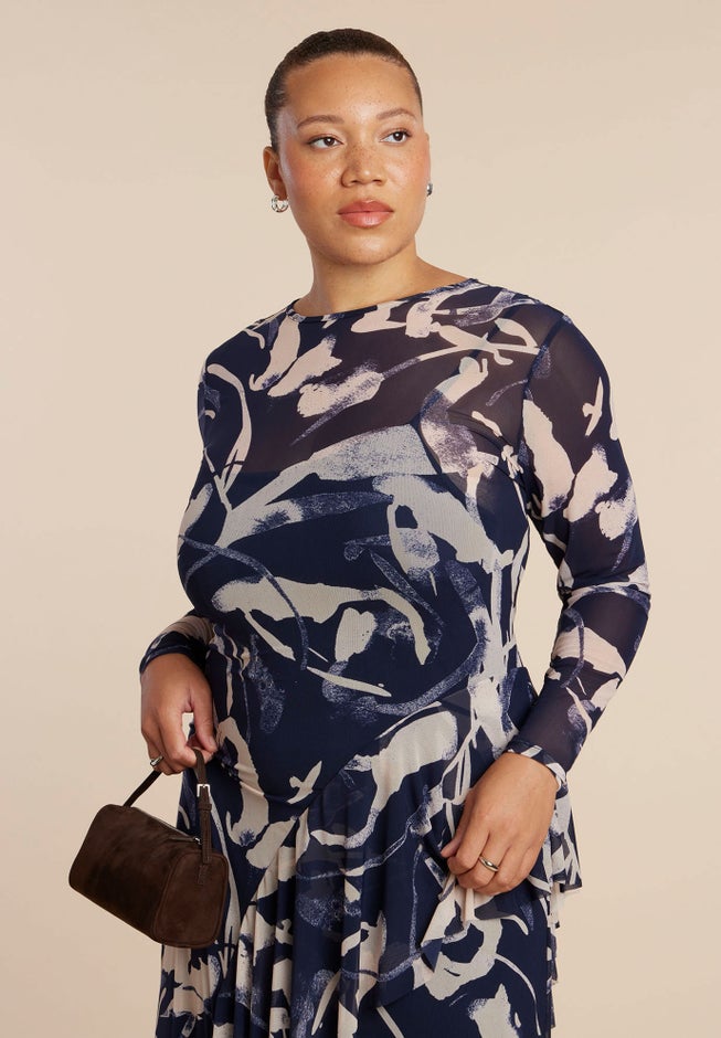 Asym Printed Midi Dress image number 4