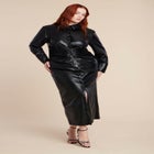 Faux Leather Shirt Dress image number null