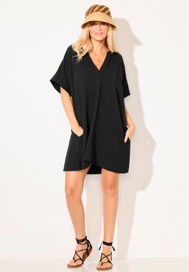 Gauze V-Neck Cover Up image number 3