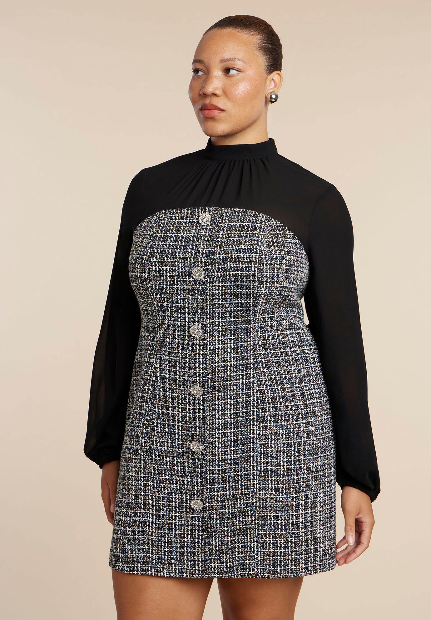 Tweed Twofer Mini Dress image number 1