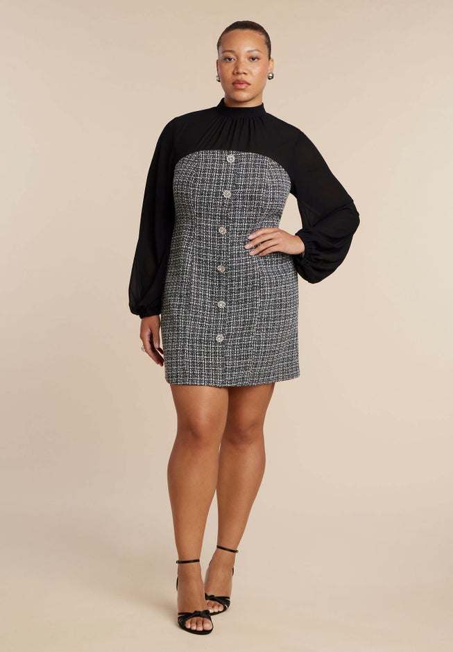 Tweed Twofer Mini Dress image number 0