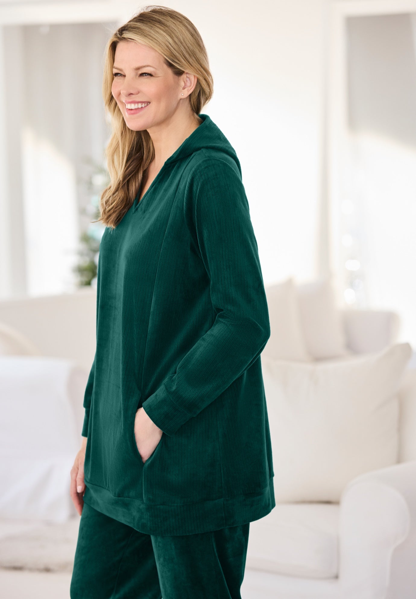 Velour Hoodie Sweatshirt image number 2