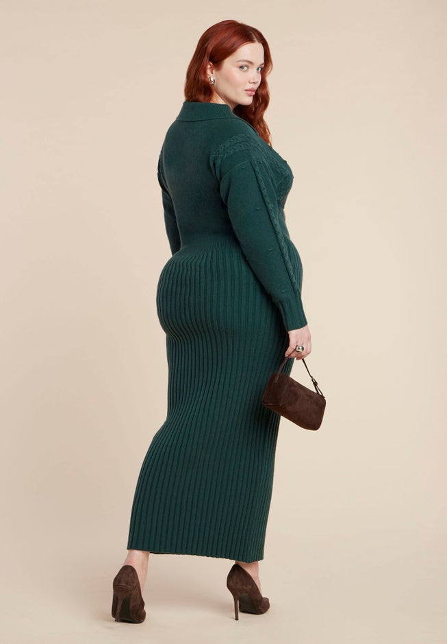 Collared Cinched Sweater Dress image number 1