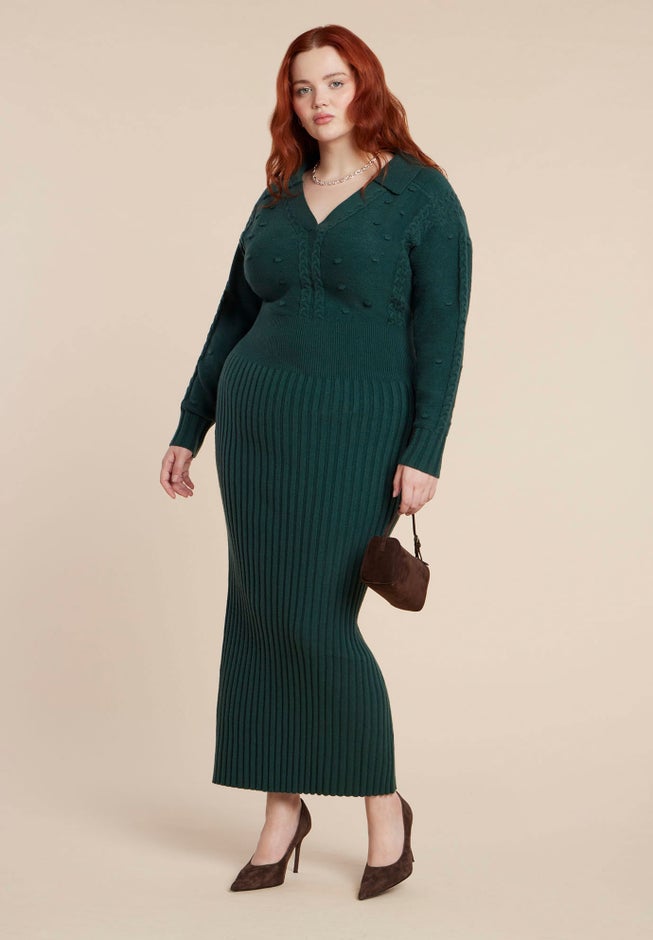 Collared Cinched Sweater Dress image number 0