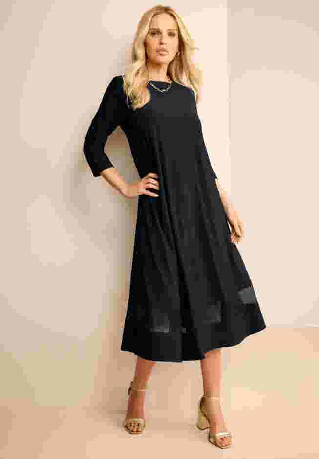Mesh Boatneck Swing Dress image number 0