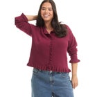 Ruffle Hem Buttoned Sweater image number 0