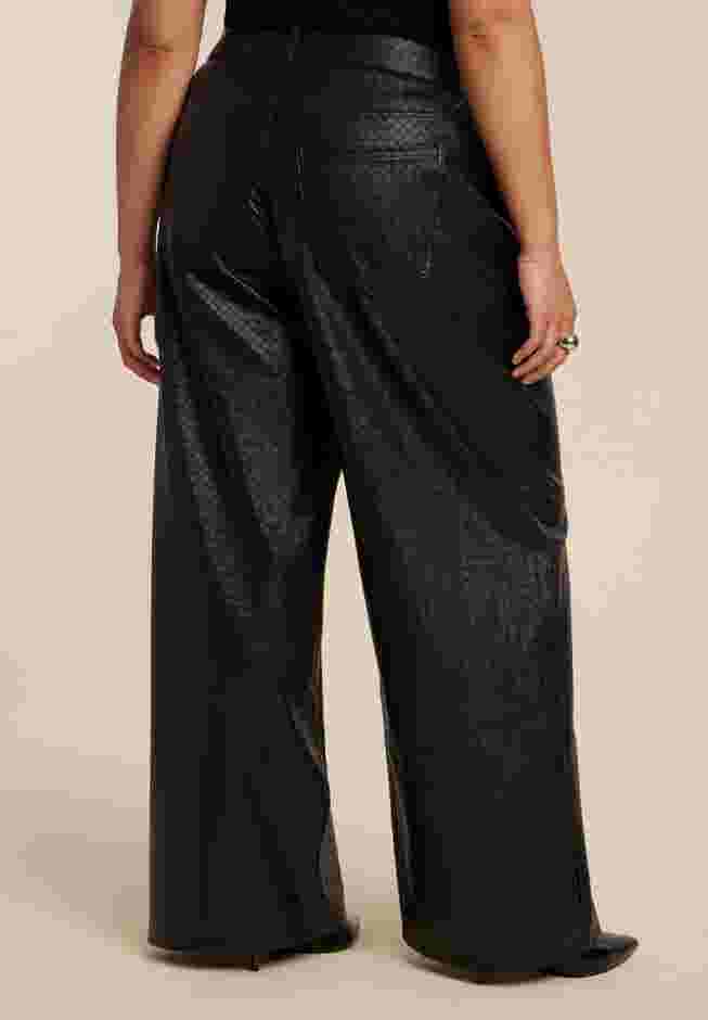 Basket Weave Faux Leather Wide Leg Pant image number 2