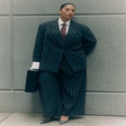 Wide Leg Pinstripe Trouser image number null