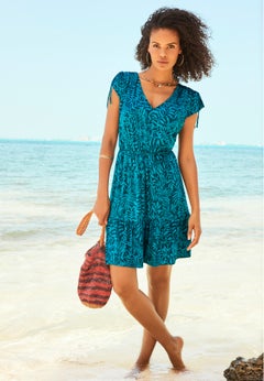 Pack & Go Wrinkle-Resistant V-Neck Short Sleeve Cover Up Dress