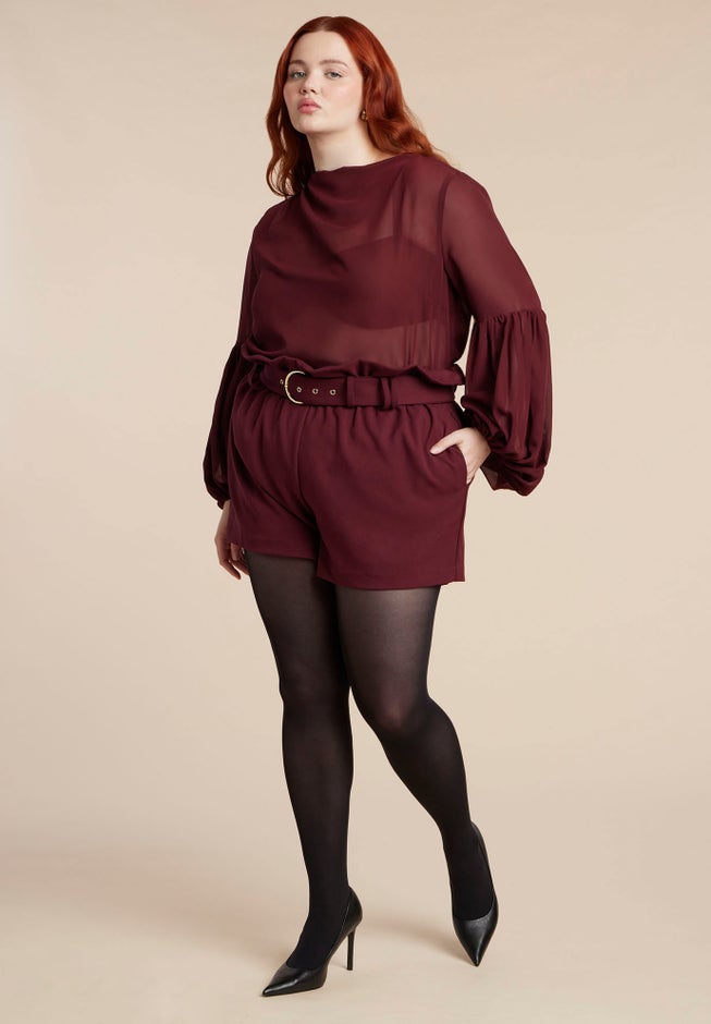 Sheer Balloon Sleeve Blouse image number 3