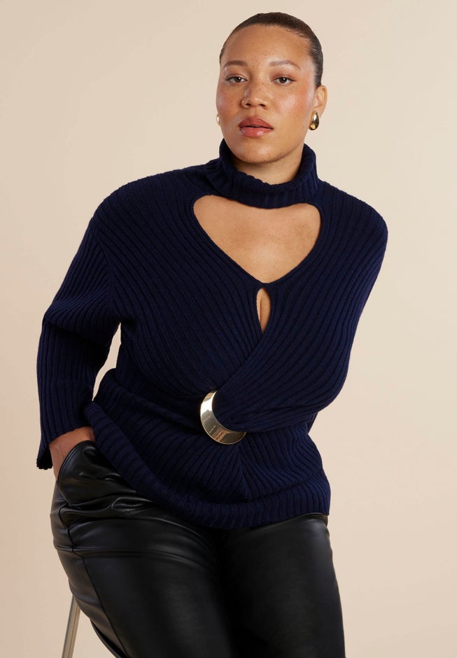 Turtleneck Belted Sweater image number 4