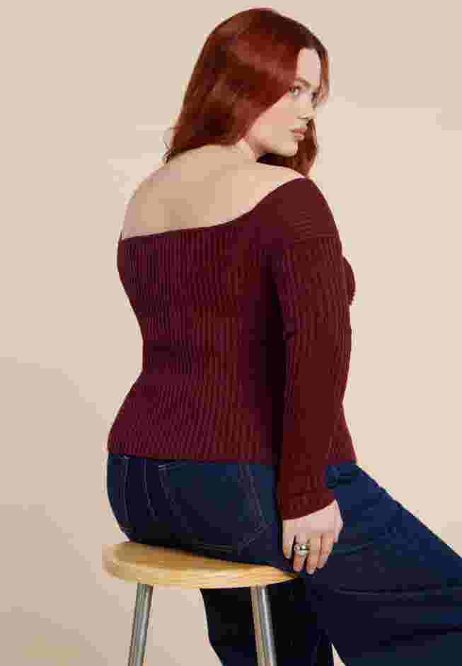 Bust-Stitch Off The Shoulder Sweater image number 1