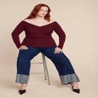 Bust-Stitch Off The Shoulder Sweater image number null