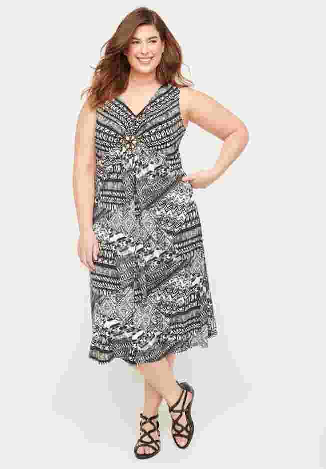Moonlight Medallion Twist Fit & Flare Dress image number 0