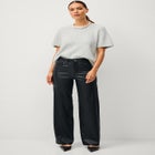5 Pocket Faux Leather Wide Leg Pants image number null
