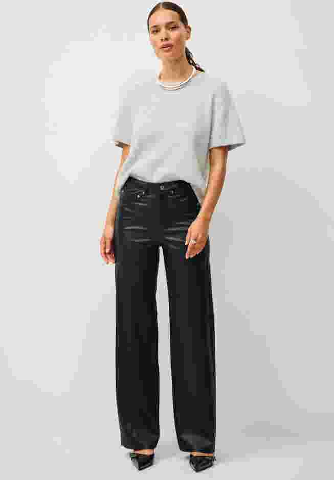 5 Pocket Faux Leather Wide Leg Pants image number 0
