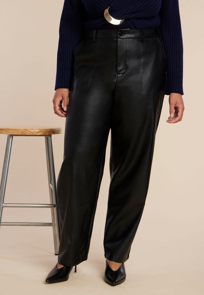 Faux Leather Pintuck Straight Leg Pant image number 1