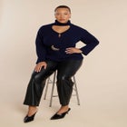 Faux Leather Pintuck Straight Leg Pant image number null