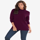 Plus Size Drop Needle Mockneck Lightweight Sweater Knit image number null