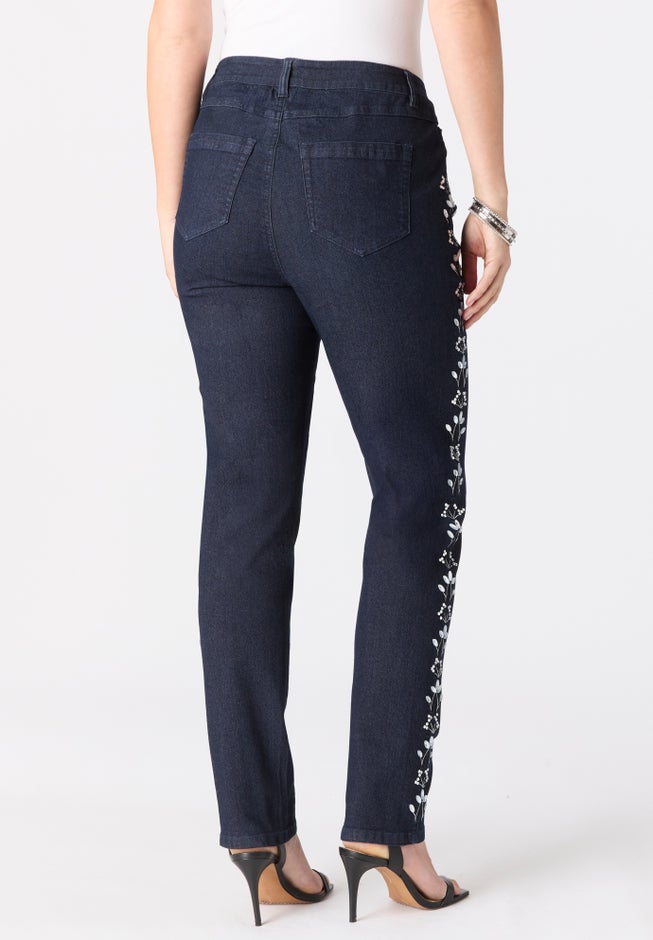 Plus Size Embellished Straight-Leg Jean image number 1