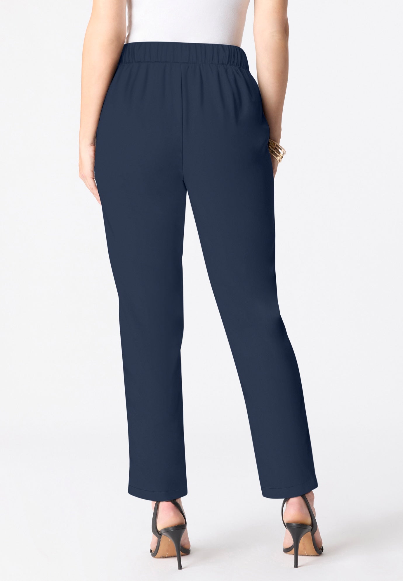 Plus Size Bi-Stretch Straight Leg Pull On Ankle Pant image number 1