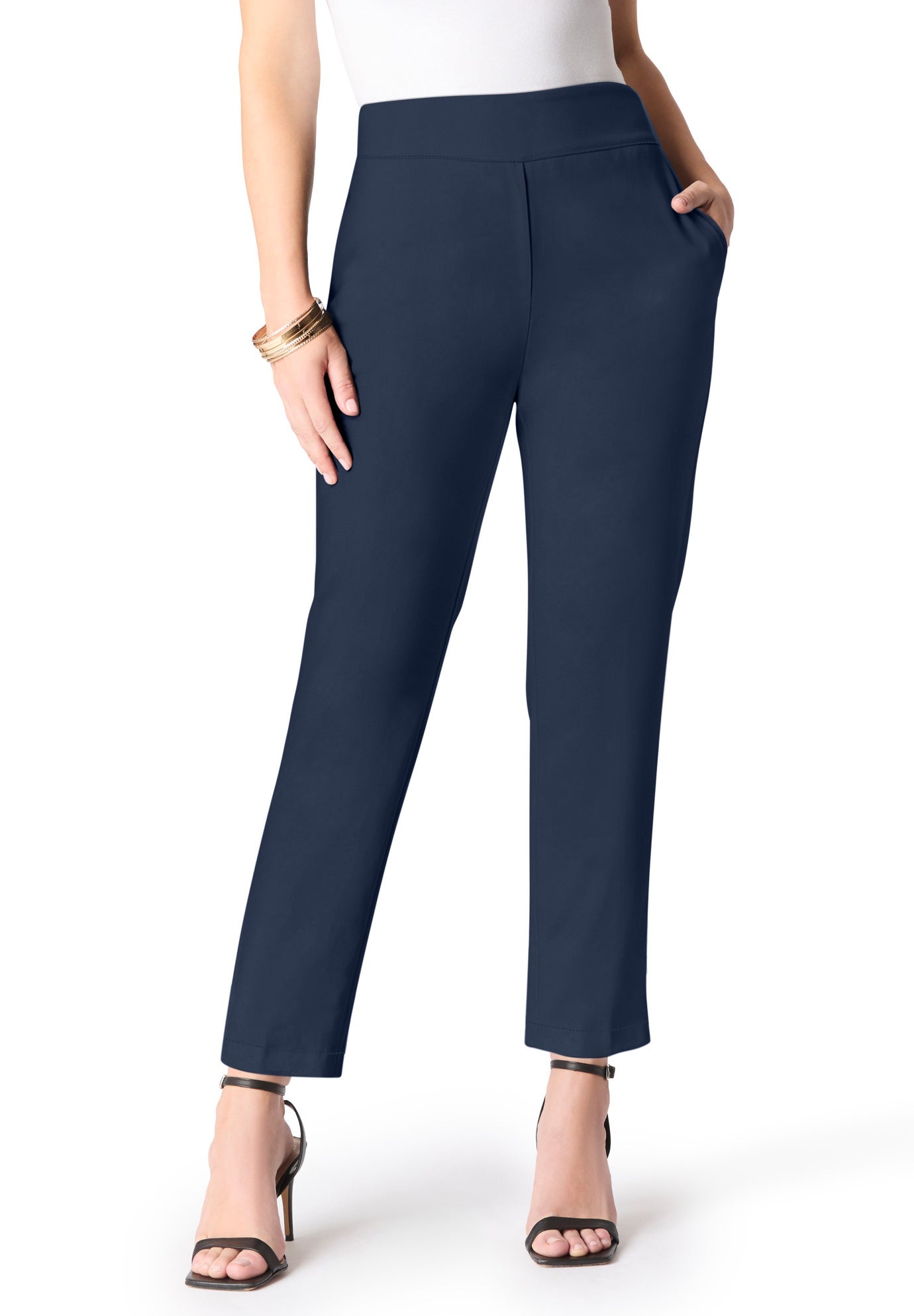 Plus Size Bi-Stretch Straight Leg Pull On Ankle Pant image number 0