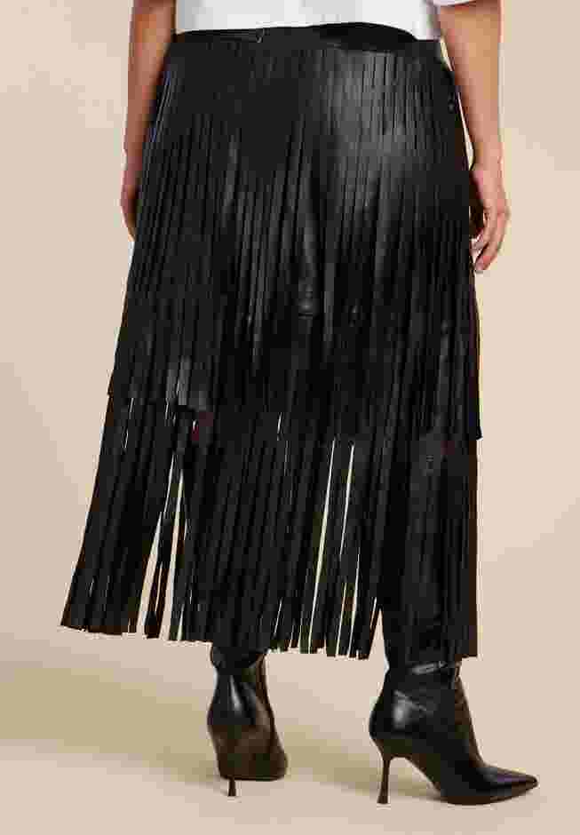 Faux Leather Fringe Skirt image number 2