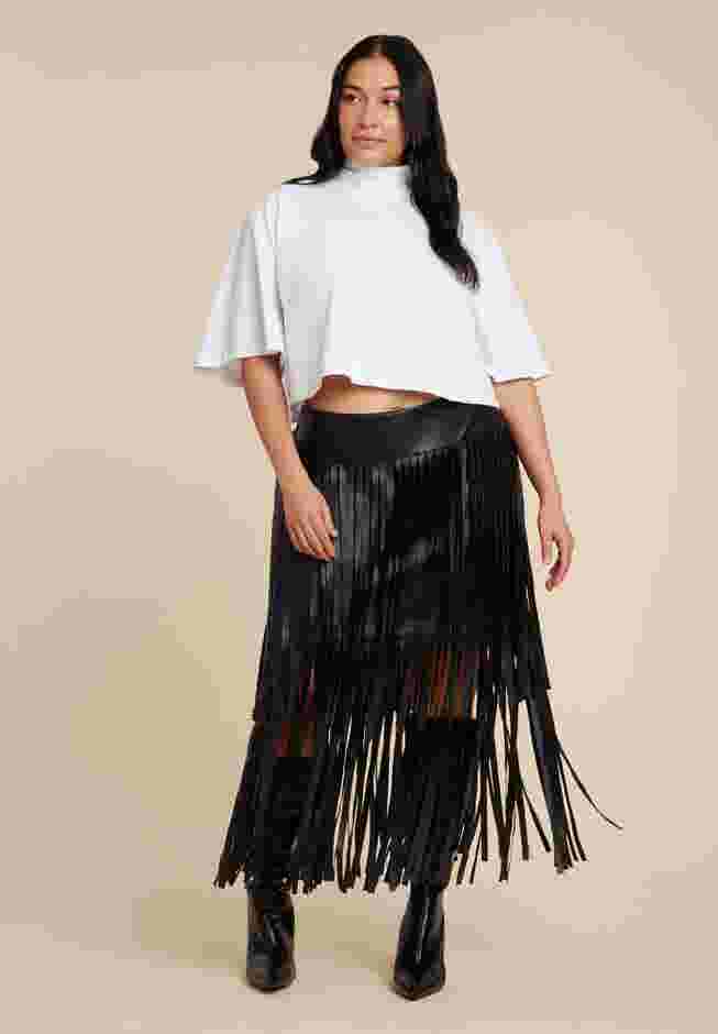 Faux Leather Fringe Skirt image number 3