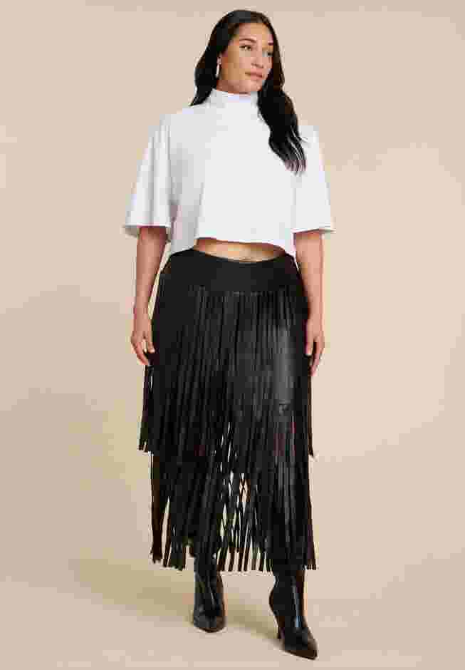 Faux Leather Fringe Skirt image number 0