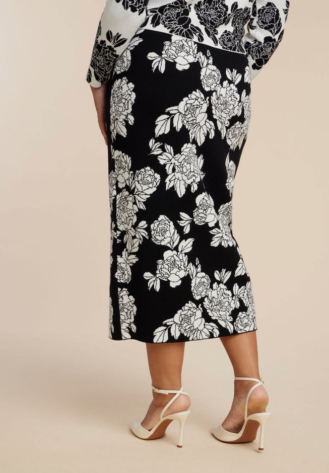 Floral Intarsia Sweater Skirt image number 2