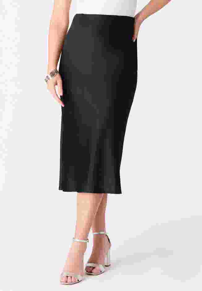 Plus Size Stretch Satin Midi Skirt image number 0