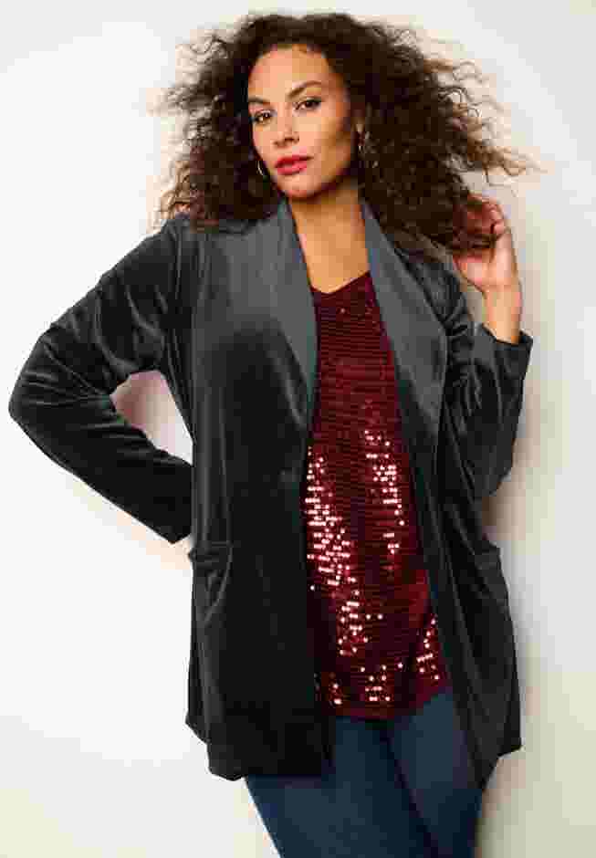 Shawl Collar Velour Blazer image number 0