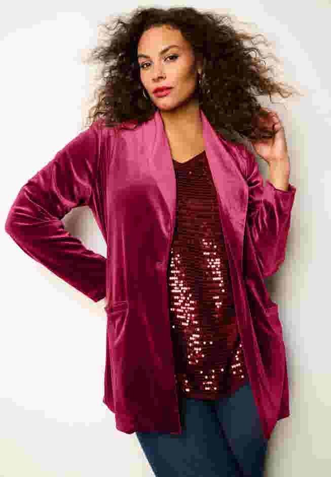 Shawl Collar Velour Blazer image number 0